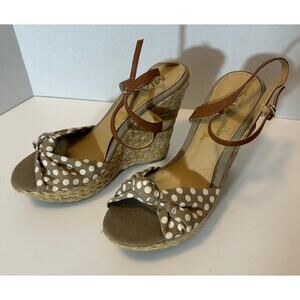 MIA Brown Polka Dot Espadrille Wedge Sandals – Boho Chic, Size 10
